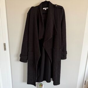 BB Dakota Black Draped Open-Front Long Cardigan